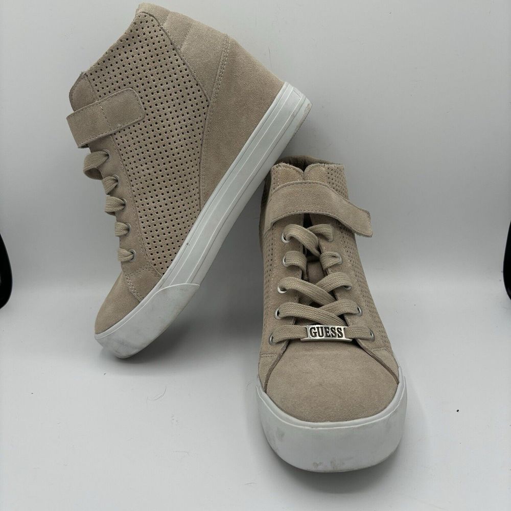 Guess‎ Ankle Sneakers Women Sneakers Biege Breathable, Size 9M - Picture 5 of 8